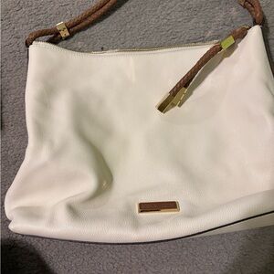 Michael Kors Cream and Brown Shoulder Bag